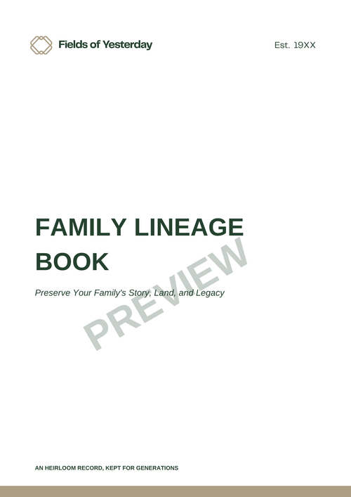 Fields of Yesterday: Family Lineage Book | Editable Genealogy Book | Create Your Own Family Tree Photo Book