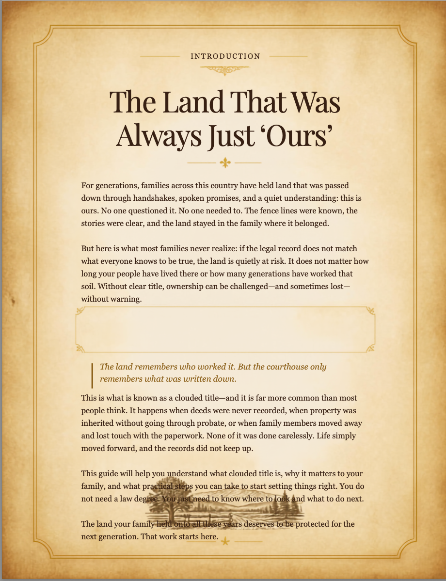 Your Land, Locked In: A Step-by-Step Guide to Protecting Family Land Without a Will